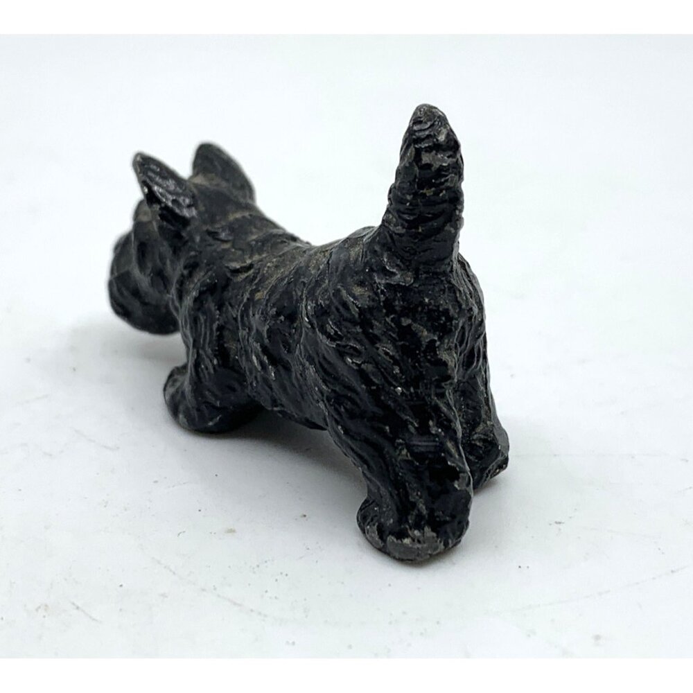 Vintage Cast Metal Scottie Terrier Dog Figurines 2pc Brown Black 2” 1” Tall - Picture 9 of 14